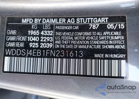 2015 Mercedes-Benz Cla 250 из США, поврежденный, VIN WDDSJ4EB1FN231613